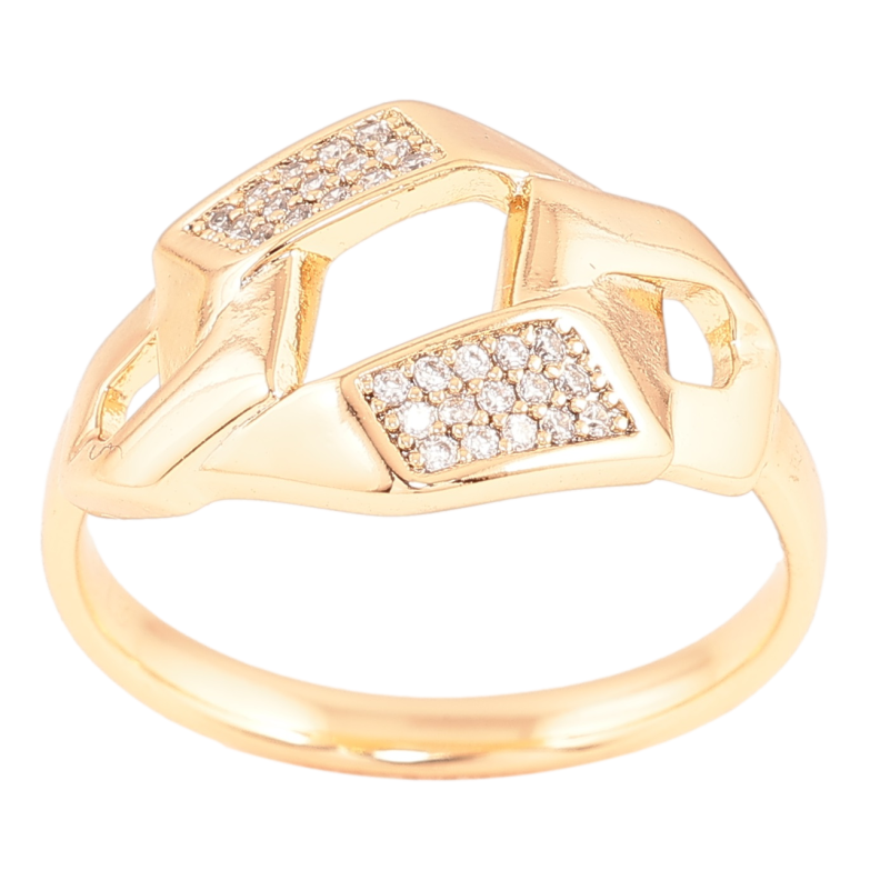 Каблучка Xuping Позолота 18K «Візерунок з цирконієм» фото №3