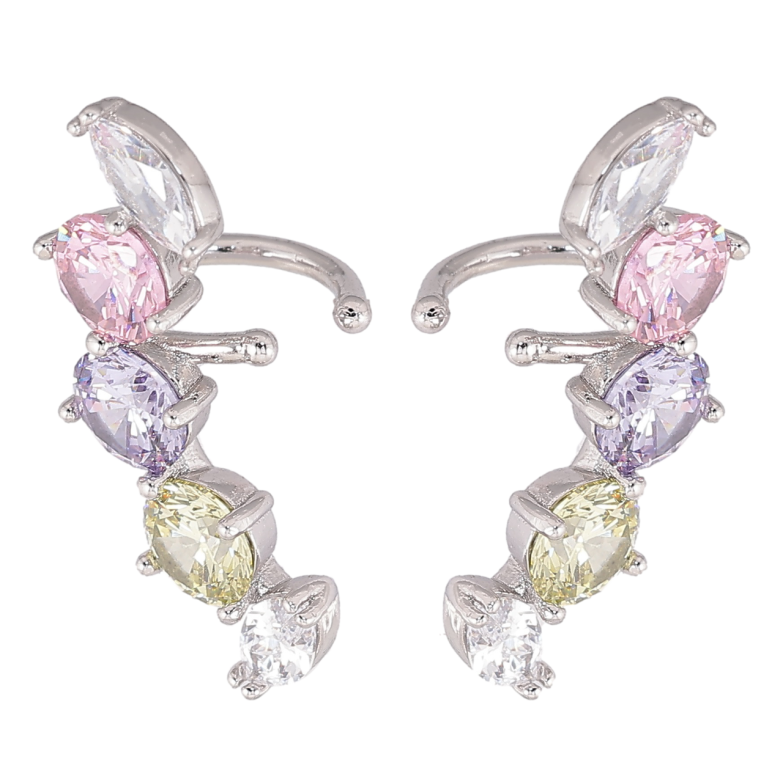 Серьги Xuping Родий каффы Дорожки цветных фианитов фото №1