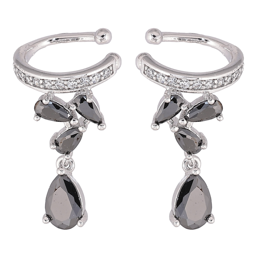 Серьги Xuping Родий каффы Узор из черных фианитов фото №1