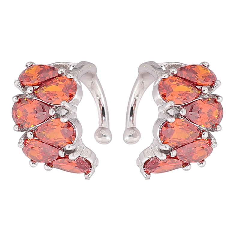 Серьги Xuping Родий каффы Инкрустация красными фианитами фото №5