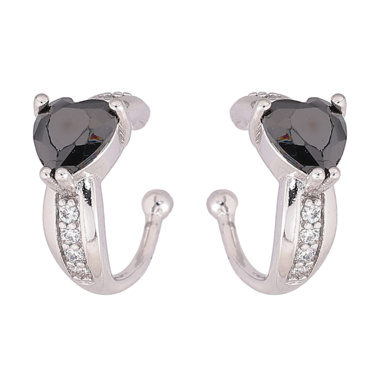 Сережки Xuping Родій кафи «Чорні кришталеві сердечка» фото №1