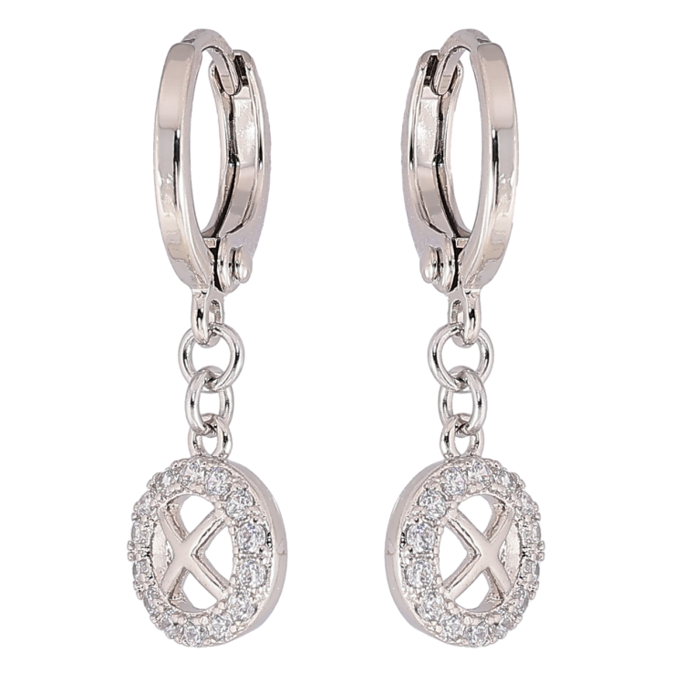 Серьги Xuping Родий подвески на колечках Колечки с цирконием фото №11