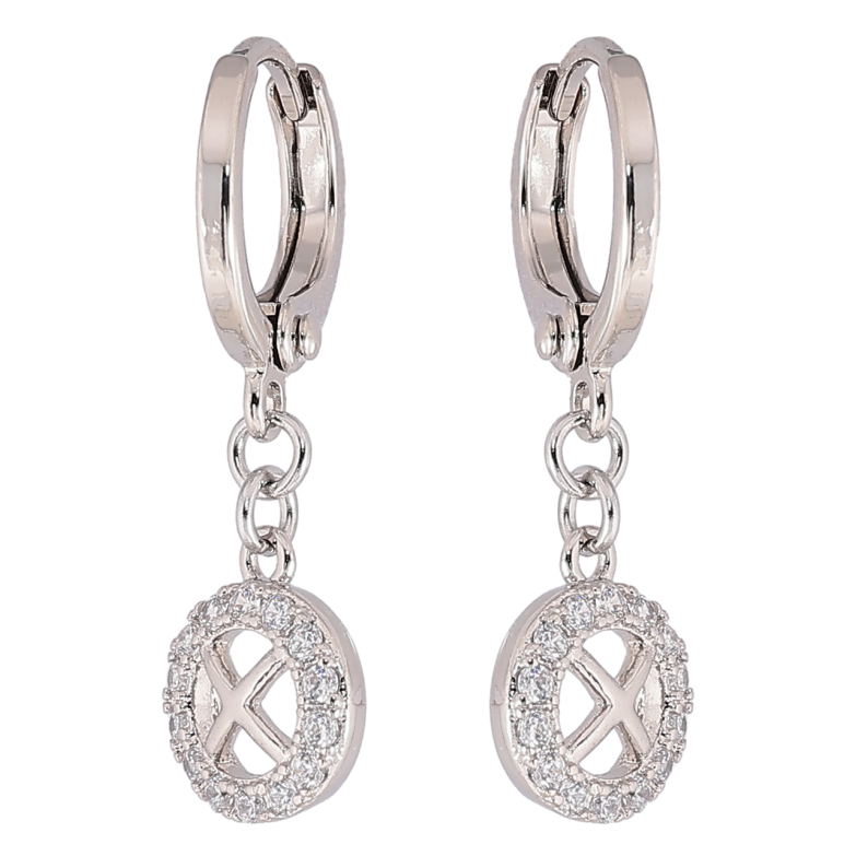 Сережки Xuping Родій підвіски на колечках «Колечка з цирконієм» фото №4