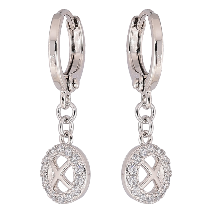Серьги Xuping Родий подвески на колечках Колечки с цирконием фото №1