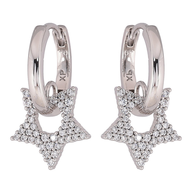 Серьги Xuping Родий подвески на колечках Звезды с инкрустацией цирконием фото №20