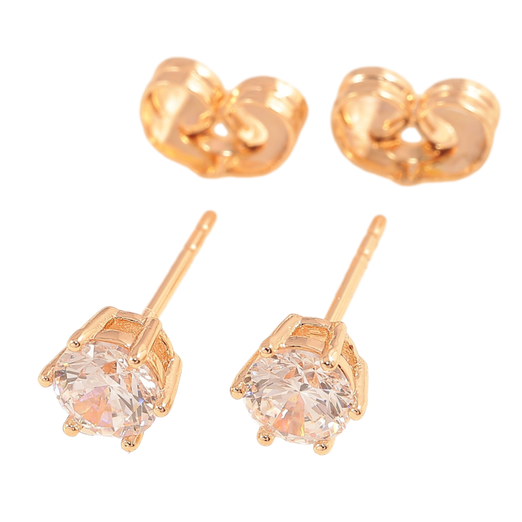 Сережки Xuping M&L Колір 18K пусети Фіаніти в 6-ти крапановій оправі ø 5мм фото №5