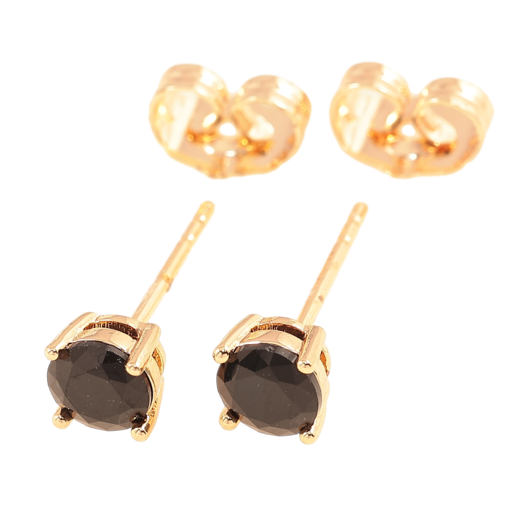 Серьги Xuping M&L Цвет 18K пусеты Черные фианиты в 4-х крапановой оправе ø 5мм фото №2