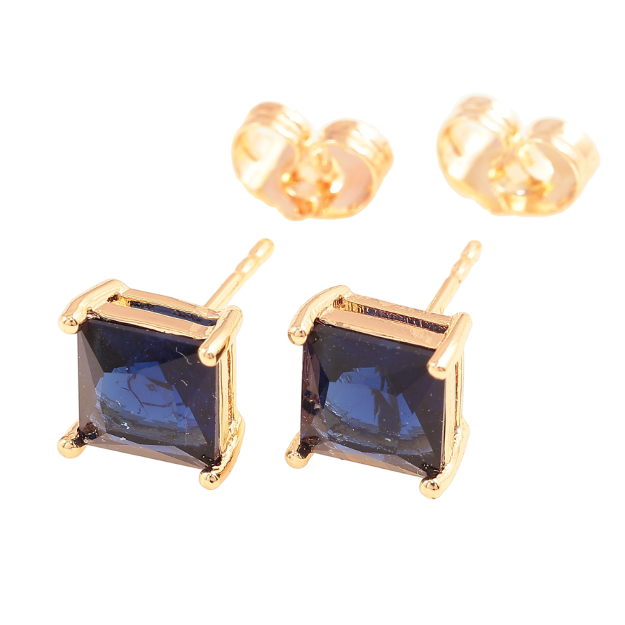 Серьги Xuping M&L Цвет 18K пусеты Синие фианиты 7х7мм фото №1