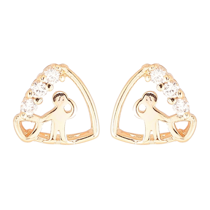 Серьги Xuping M&L Цвет 18K пусеты Треугольники с человечками и цирконием фото №2