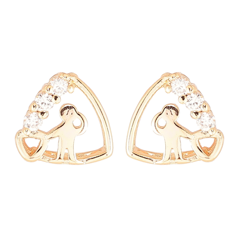 Серьги Xuping M&L Цвет 18K пусеты Треугольники с человечками и цирконием фото №5