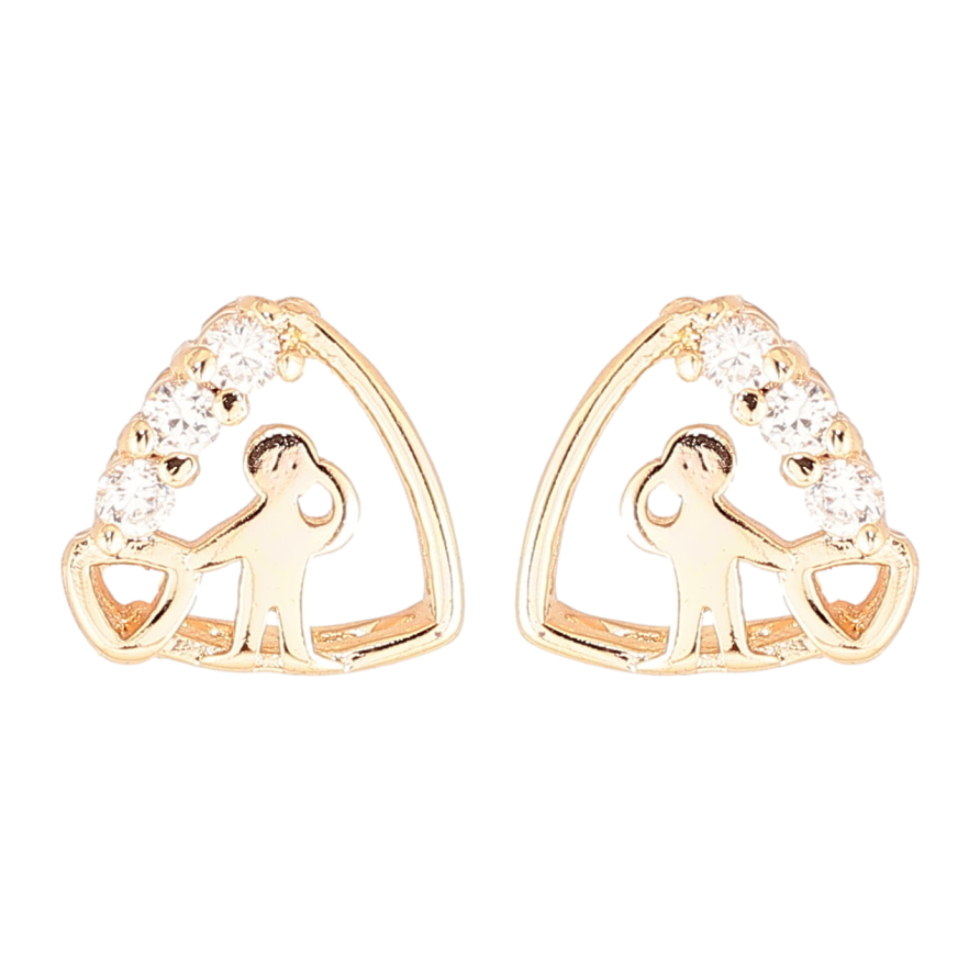 Серьги Xuping M&L Цвет 18K пусеты Треугольники с человечками и цирконием фото №1