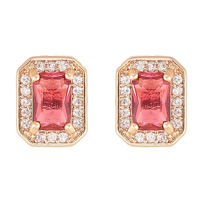 Сережки Xuping M&L Колір 18K пусети «Малинові фіаніти в обрамленні цирконію» фото №1