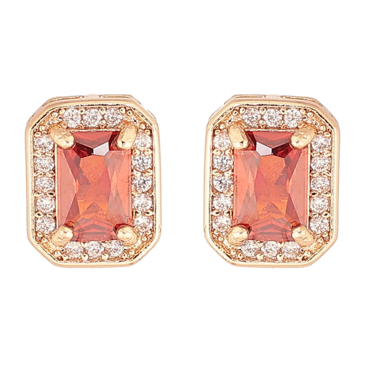 Серьги Xuping M&L Цвет 18K пусеты Красные фианиты в обрамлении циркония фото №9