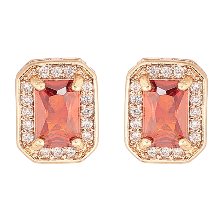 Серьги Xuping M&L Цвет 18K пусеты Красные фианиты в обрамлении циркония фото №2