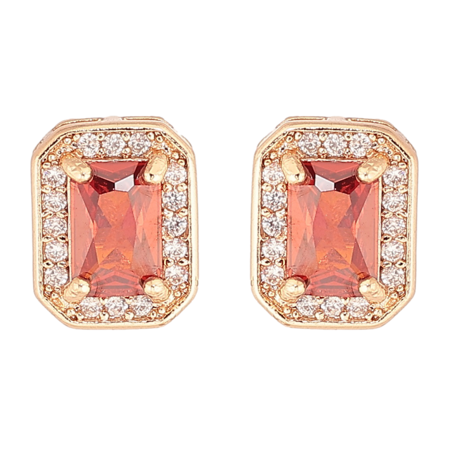 Серьги Xuping M&L Цвет 18K пусеты Красные фианиты в обрамлении циркония фото №1