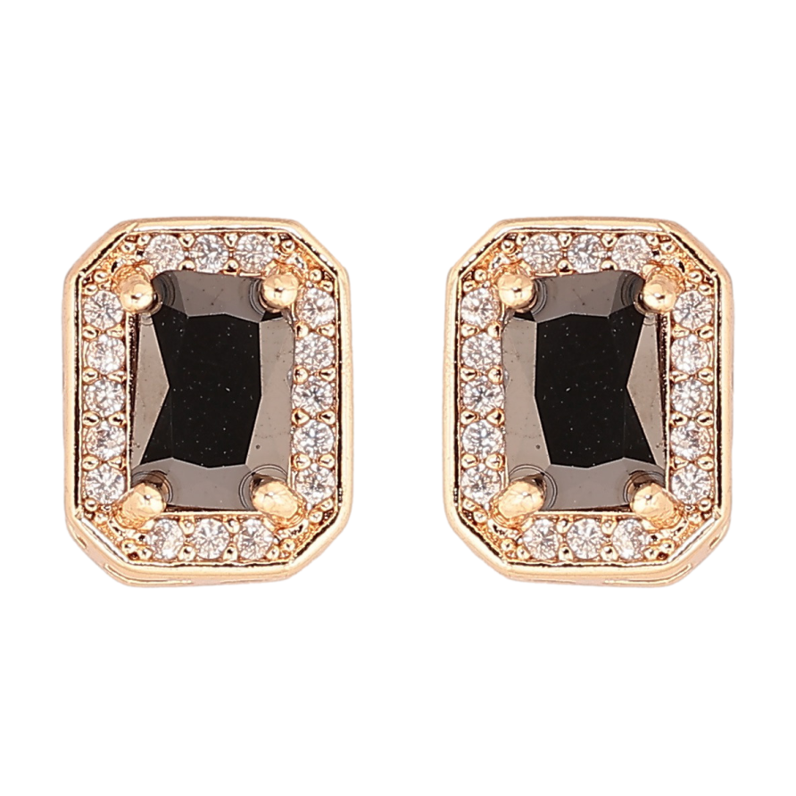 Серьги Xuping M&L Цвет 18K пусеты Черные фианиты в обрамлении циркония фото №1