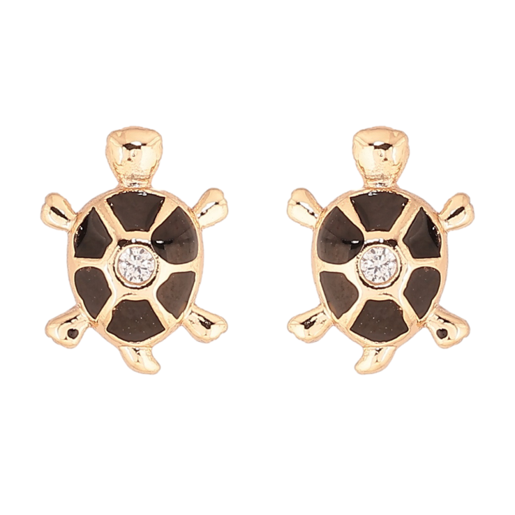 Серьги Xuping M&L Цвет 18K пусеты Черепашки с черной эмалью и цирконием фото №24