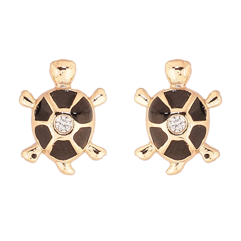 Серьги Xuping M&L Цвет 18K пусеты Черепашки с черной эмалью и цирконием фото №1