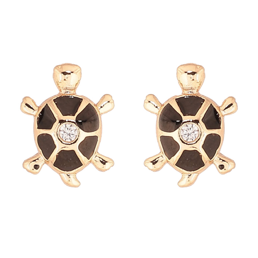 Серьги Xuping M&L Цвет 18K пусеты Черепашки с черной эмалью и цирконием фото №1