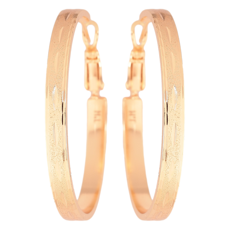 Сережки Xuping M&L Колір 18K кільця (конго) «Візерунок шагренью та насічками» ø 4см фото №1