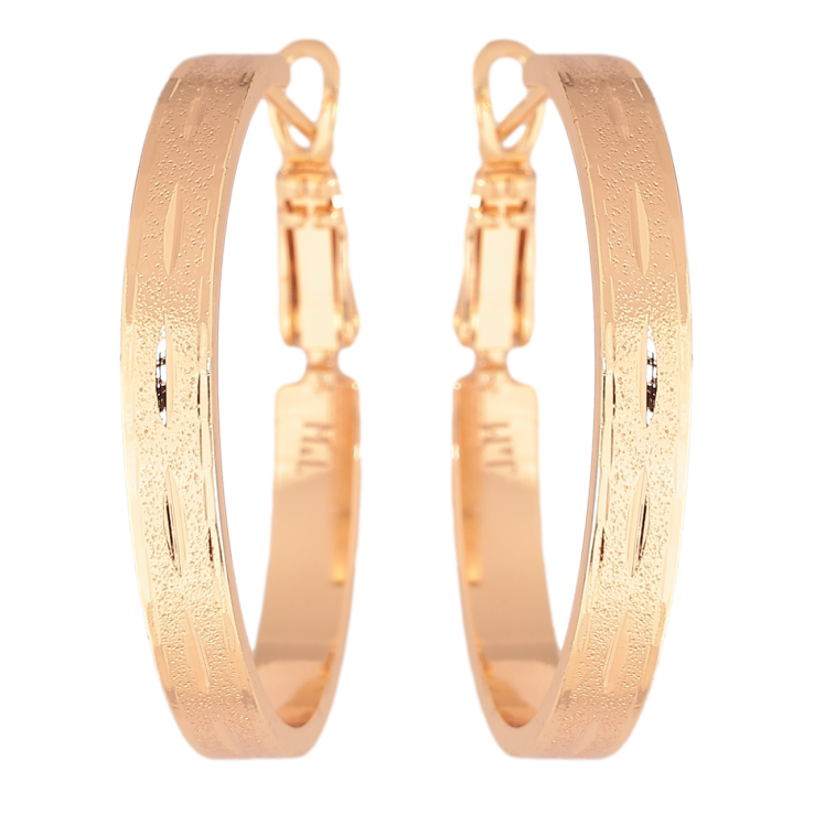 Серьги Xuping M&L Цвет 18K кольца (конго) Узор шагренью и насечками ø 3см фото №24