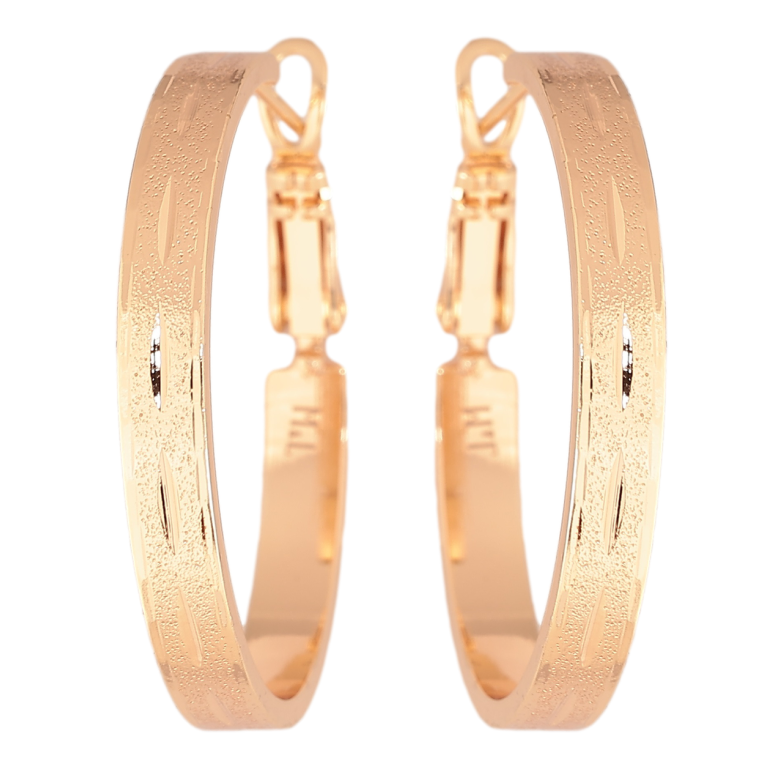 Серьги Xuping M&L Цвет 18K кольца (конго) Узор шагренью и насечками ø 3см фото №1