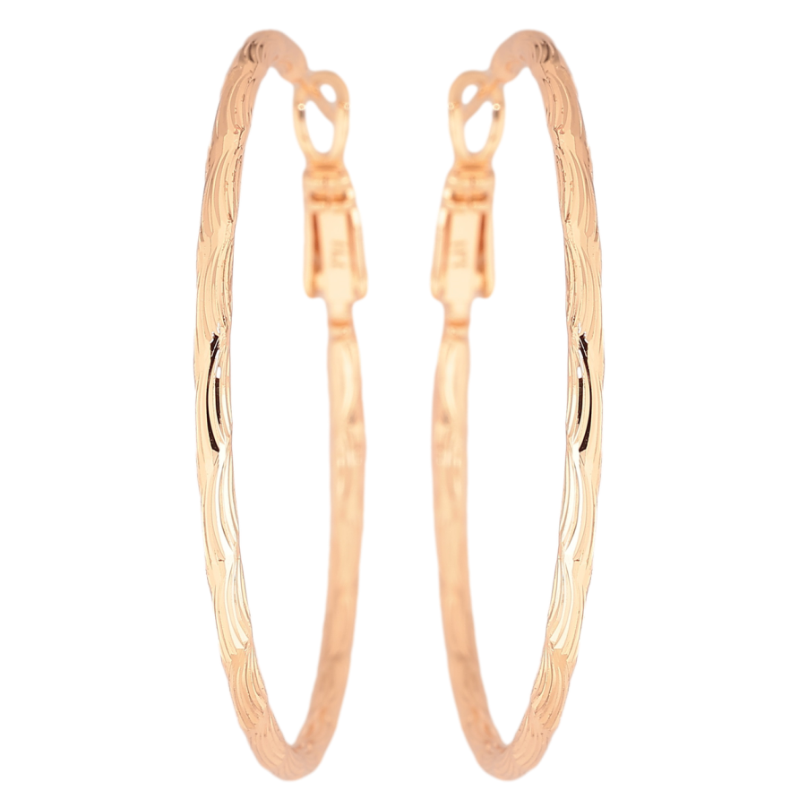 Сережки Xuping M&L Колір 18K кільця (конго) «Декоративний візерунок» ø 4см фото №1