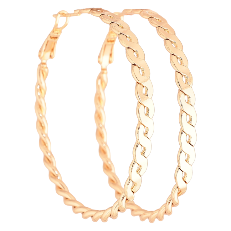 Серьги Xuping M&L Цвет 18K кольца (конго) Узор косичка ø 5см фото №9