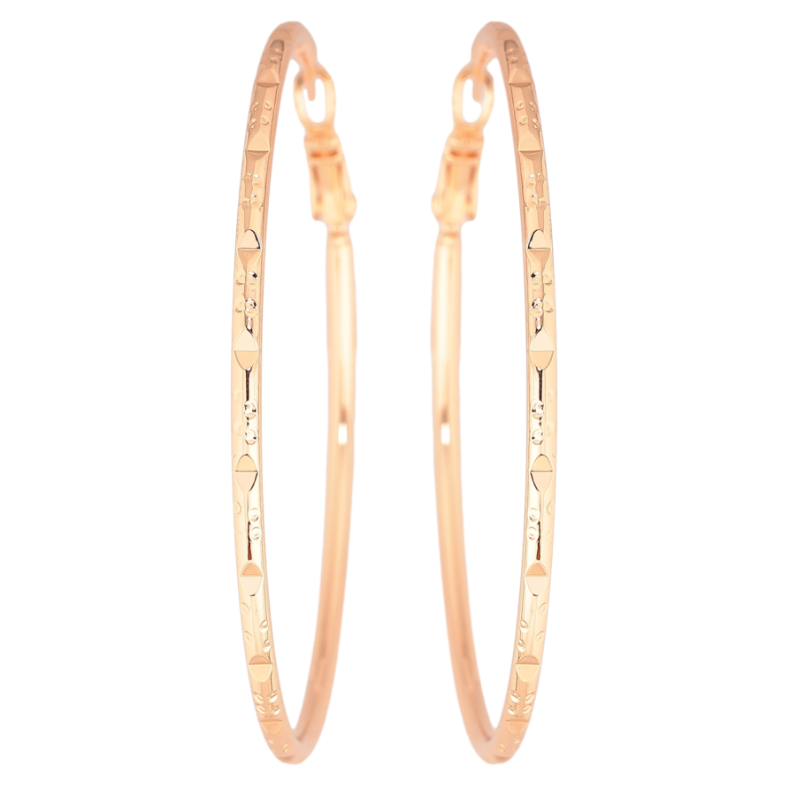 Сережки Xuping M&L Колір 18K кільця (конго) «Декоративний візерунок» ø 5.8см фото №1