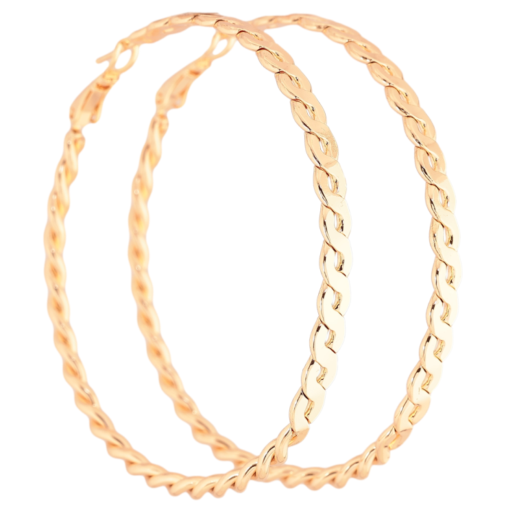 Серьги Xuping M&L Цвет 18K кольца (конго) Узор косичка ø 6см фото №10