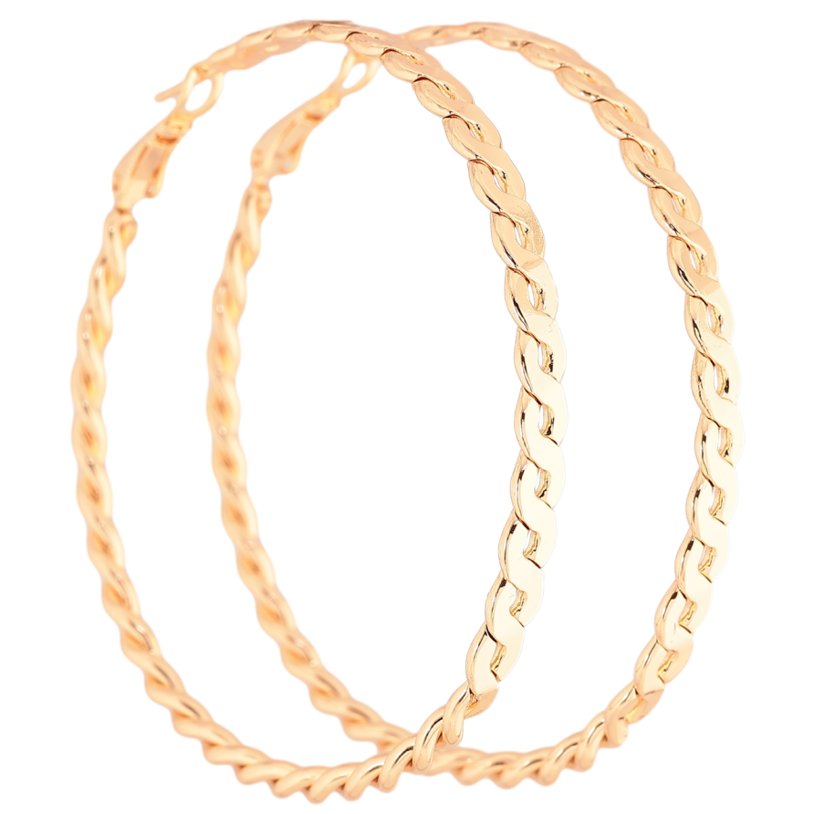 Серьги Xuping M&L Цвет 18K кольца (конго) Узор косичка ø 6см фото №1