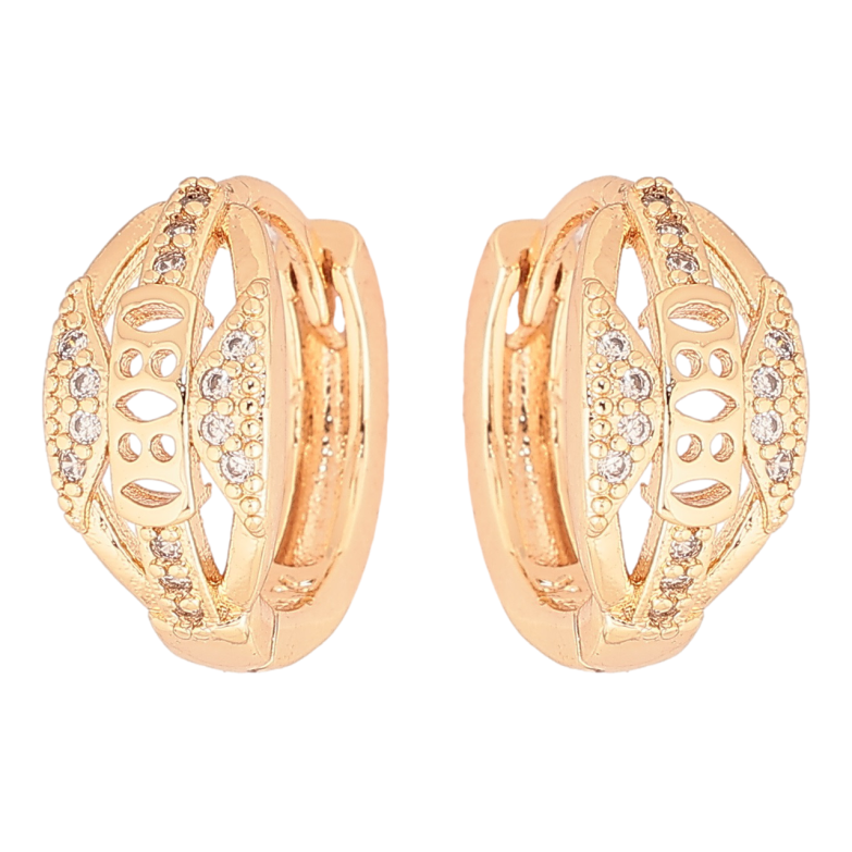 Серьги Xuping M&L Цвет 18K колечки Резной узор с цирконием фото №1