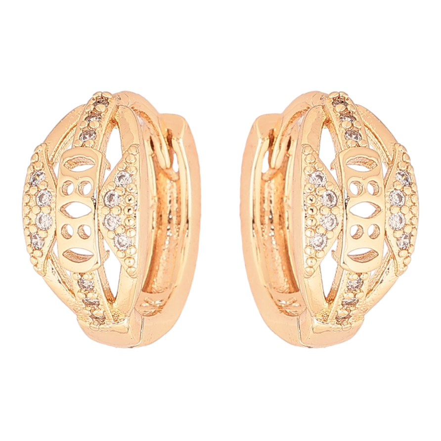 Серьги Xuping M&L Цвет 18K колечки Резной узор с цирконием фото №1