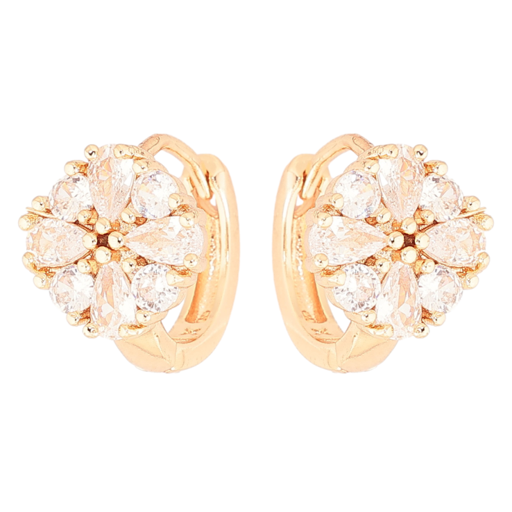 Серьги Xuping M&L Цвет 18K колечки Кристальный цветок фото №16