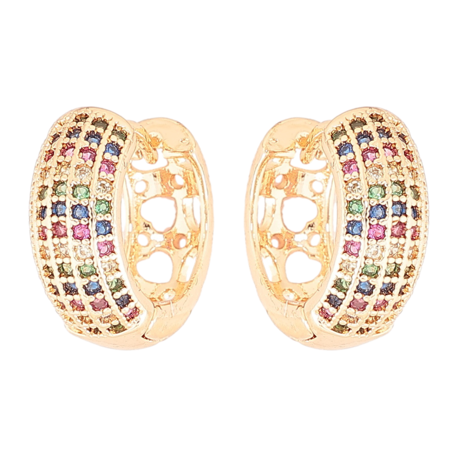 Серьги Xuping M&L Цвет 18K колечки Инкрустация разноцветным цирконием фото №1