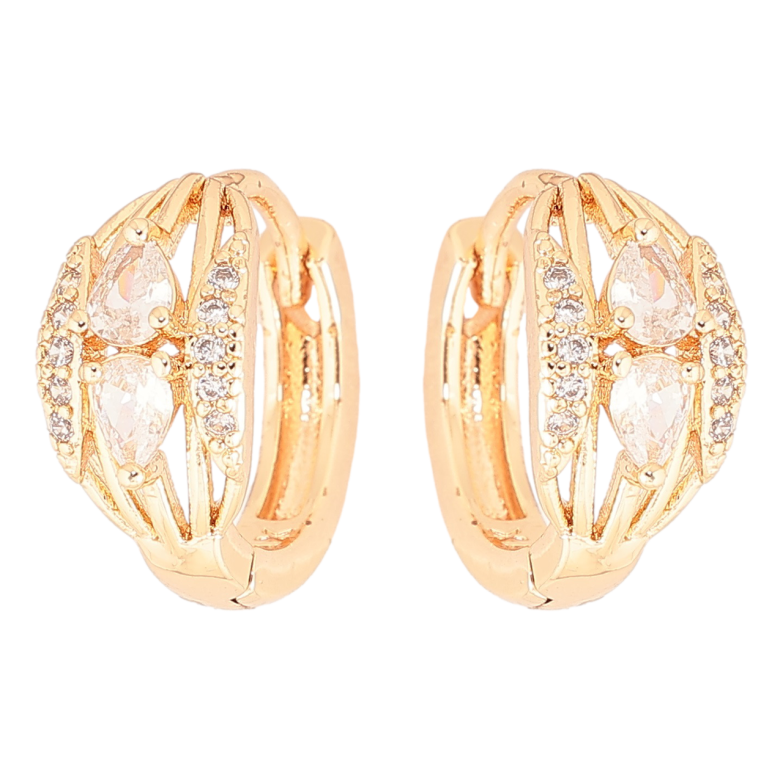 Сережки Xuping M&L Колір 18K колечка «Візерунок з цирконієм» фото №1