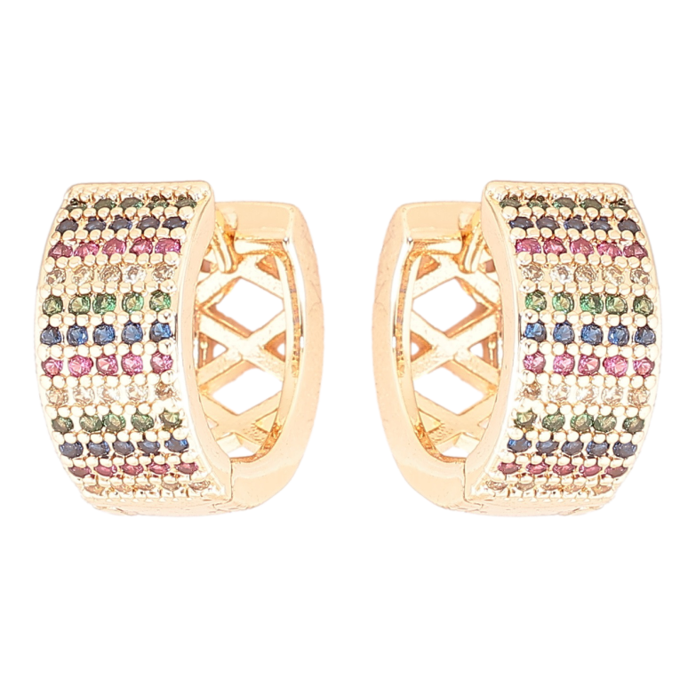 Серьги Xuping M&L Цвет 18K колечки Инкрустация разноцветным цирконием фото №1
