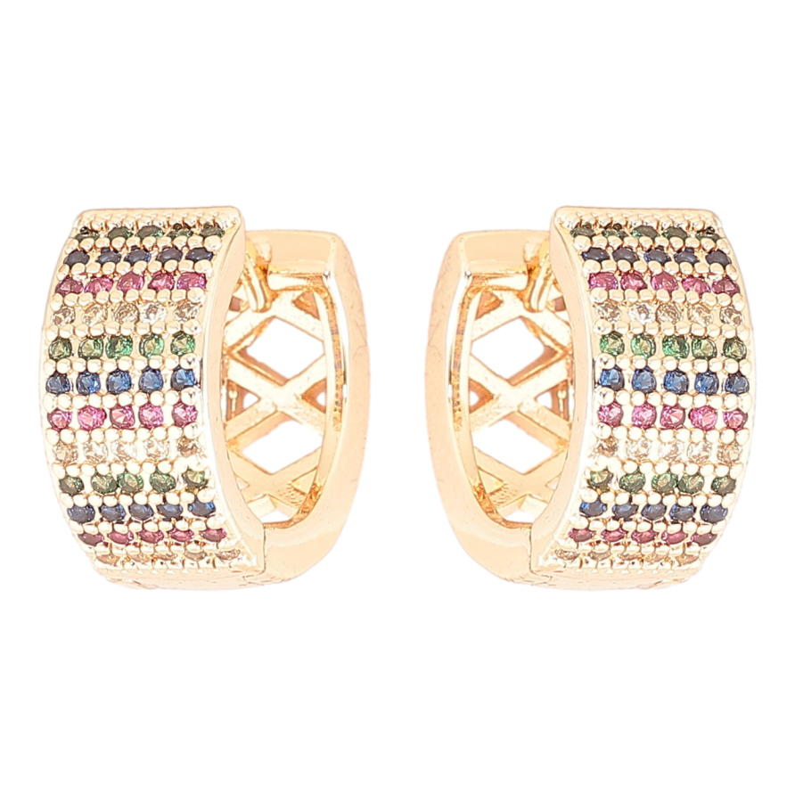 Серьги Xuping M&L Цвет 18K колечки Инкрустация разноцветным цирконием фото №1