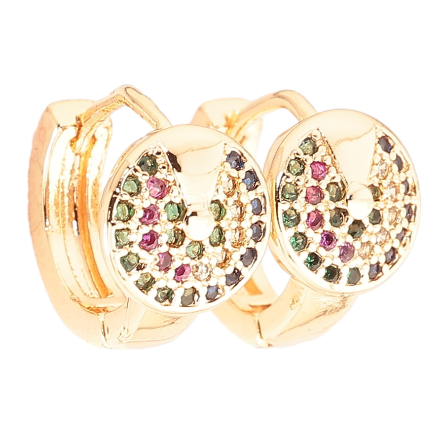 Серьги Xuping M&L Цвет 18K колечки Инкрустация разноцветным цирконием фото №1