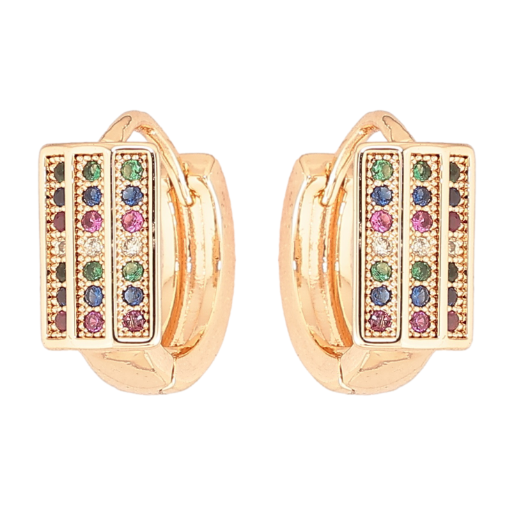 Серьги Xuping M&L Цвет 18K колечки Инкрустация разноцветным цирконием фото №17