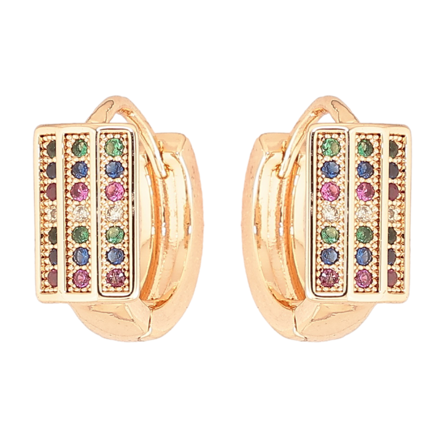 Серьги Xuping M&L Цвет 18K колечки Инкрустация разноцветным цирконием фото №1