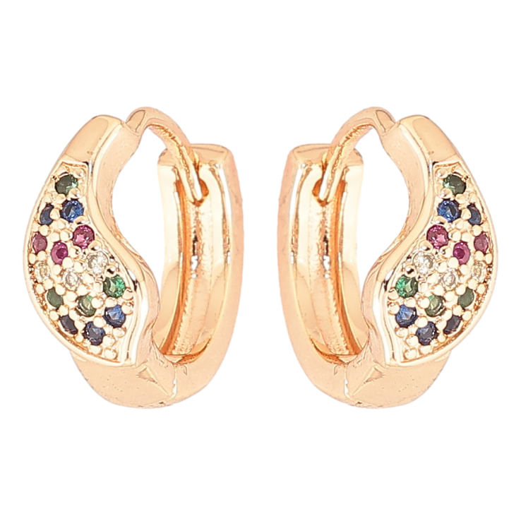 Серьги Xuping M&L Цвет 18K колечки Лепестки с разноцветным цирконием фото №6