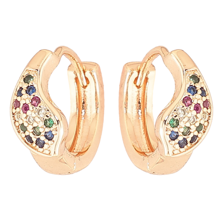 Серьги Xuping M&L Цвет 18K колечки Лепестки с разноцветным цирконием фото №1