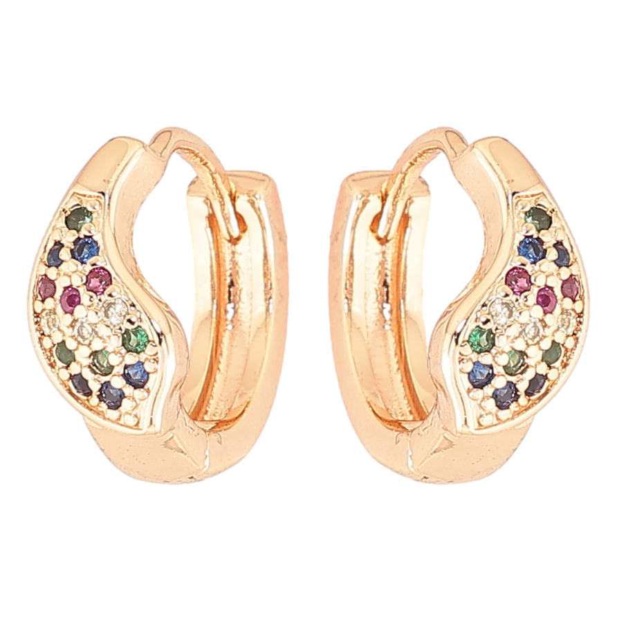 Серьги Xuping M&L Цвет 18K колечки Лепестки с разноцветным цирконием фото №1