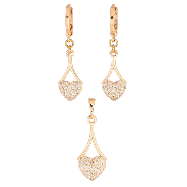 Набор Xuping M&L Цвет 18K Серьги Кулон Сердечки с цирконием фото №1