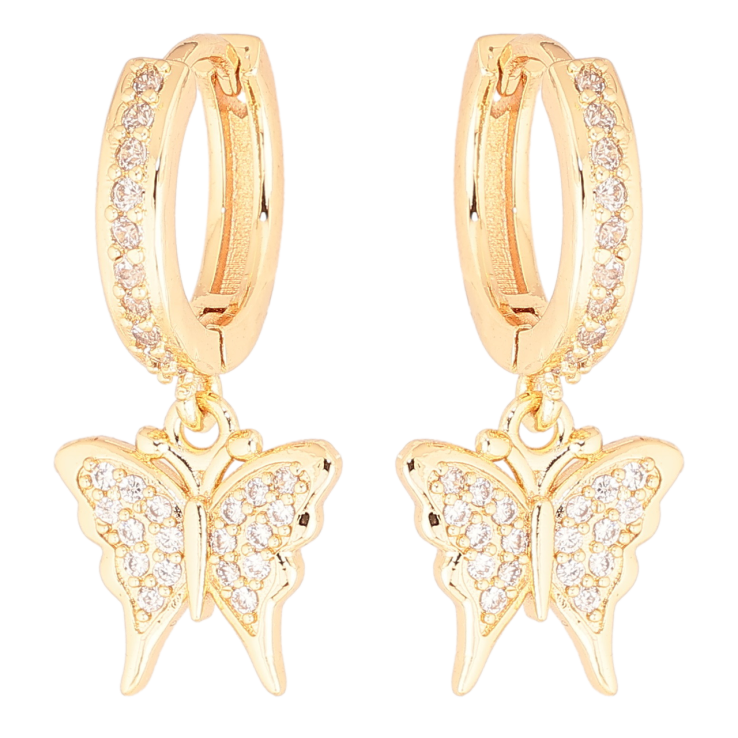 Серьги Xuping M&L Цвет 18K подвески на колечках Бабочки с цирконием фото №16