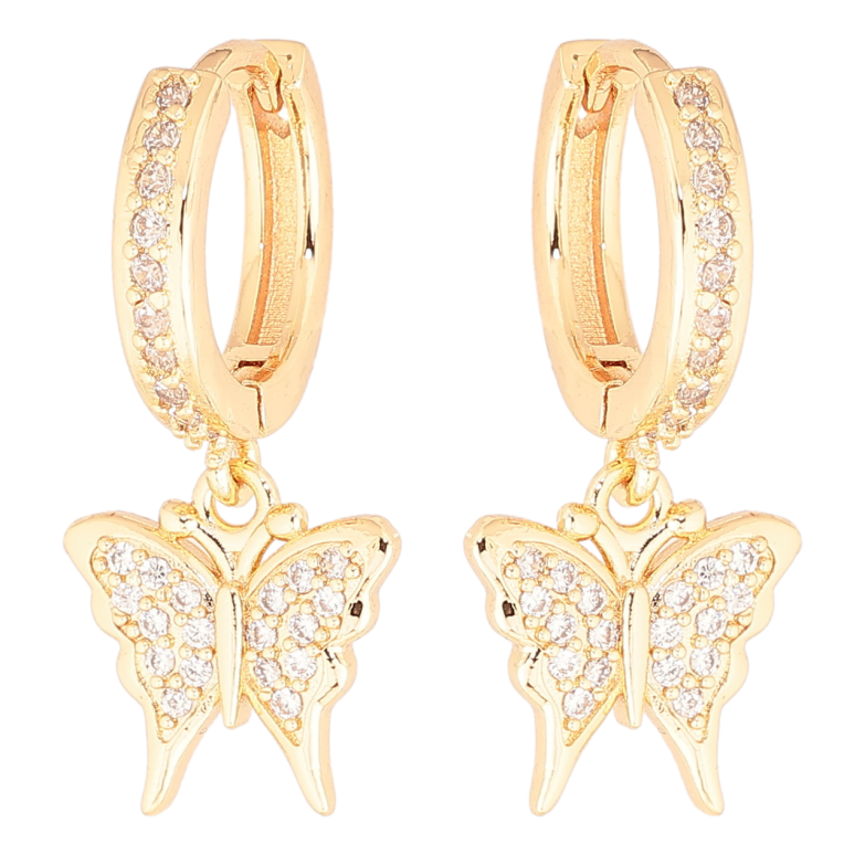 Серьги Xuping M&L Цвет 18K подвески на колечках Бабочки с цирконием фото №1