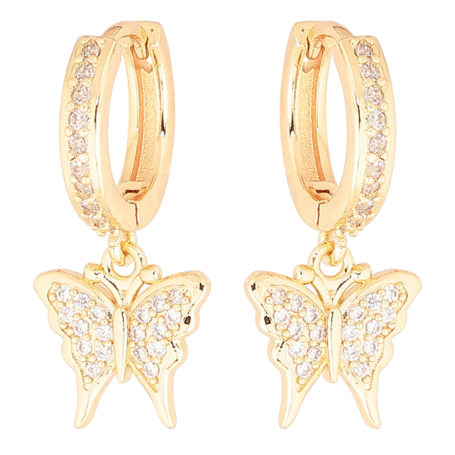 Серьги Xuping M&L Цвет 18K подвески на колечках Бабочки с цирконием фото №1