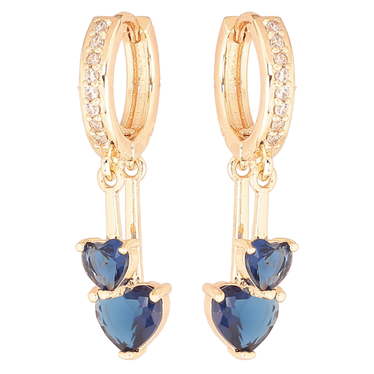 Серьги Xuping M&L Цвет 18K подвески на колечках Синие кристальные сердечки фото №4