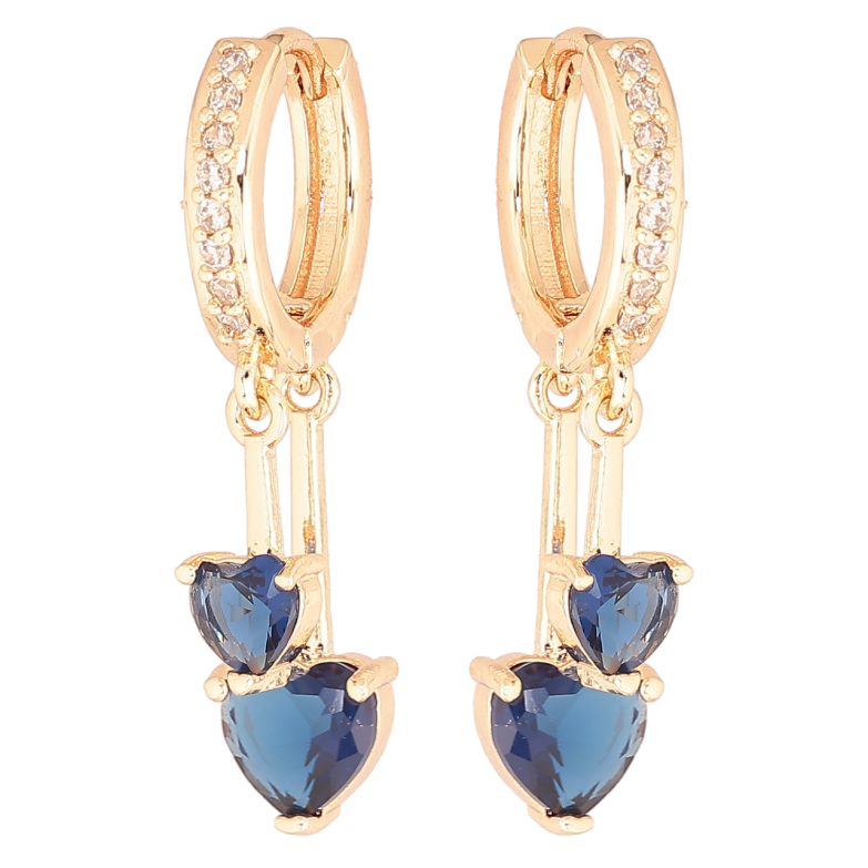 Серьги Xuping M&L Цвет 18K подвески на колечках Синие кристальные сердечки фото №15